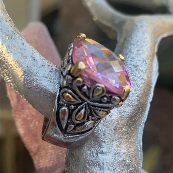 SOLD SOLD❤️ Pink Checkerboard SS ring. Sz 6. Pink CZ - Picture 9 of 11